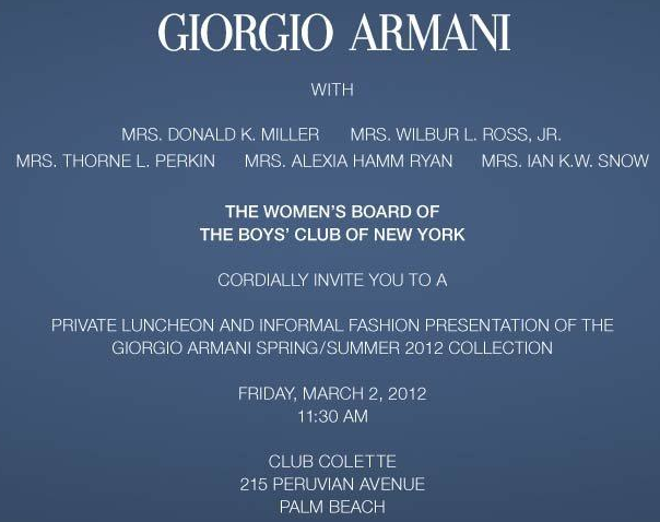 Boys' Club of New York Giorgio Armani Luncheon