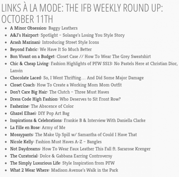 Links a la Mode IFB Weekly Roundup