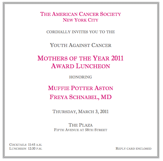 American Cancer Society Mother of the Year Luncheon