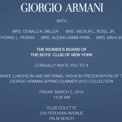 Boys' Club of New York Giorgio Armani Luncheon