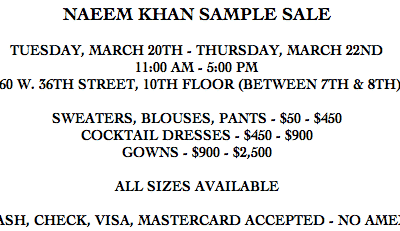 Naeem Khan Sample Sale