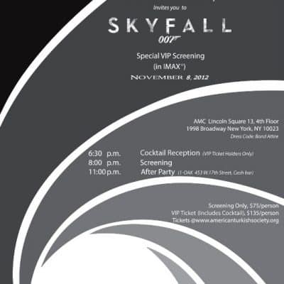 Skyfall 007 James Bond American Turkish Society Screening