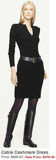 Ralph Lauren Black Label Cable Cashmere Dress