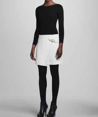 Paule Ka Long-Sleeve Buckle-Skirt Dress