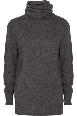 Joseph Leather-trimmed Cashmere Turtleneck Sweater