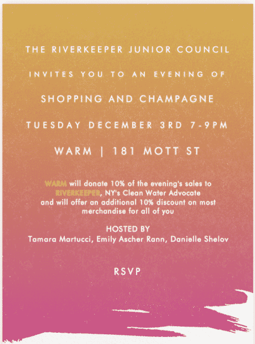 RIVERKEEPER Junior Council Shopping Event Benefit at WARM