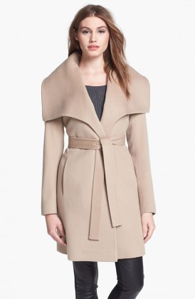 Fleurette Oversized Collar Wool Wrap Coat