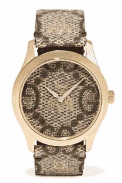Gucci Printed Coated-Canvas And Gold-Tone Watch