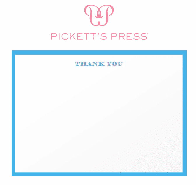 Pickett's Press boxed thank you notes for article on How to be a Good House Guest. 