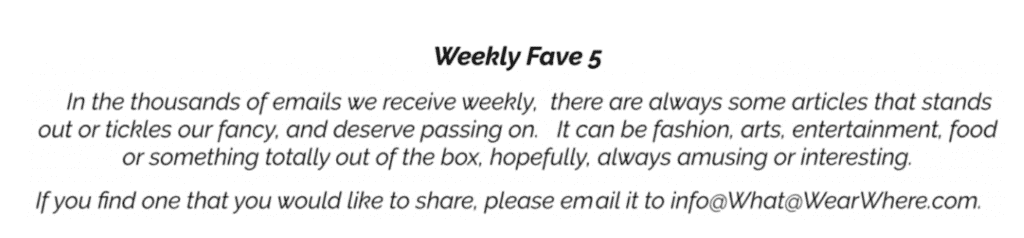 Weekly Fave Five.  The articles that caught our attention this week. 