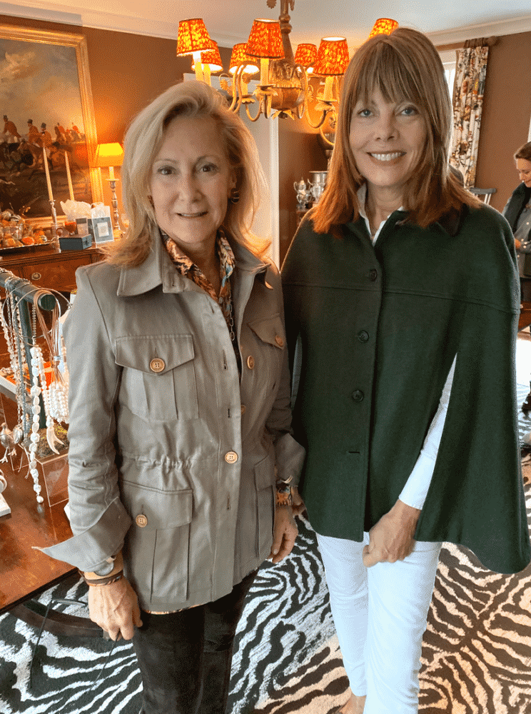 Karen Klopp and Pam Taylor wear Rosie van Cutsem Troy London jackets 