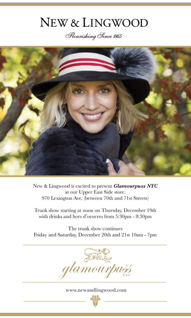 Invitation to Glamourpuss Pop Up Shop at New & Lingwood.   Courtney Moss 