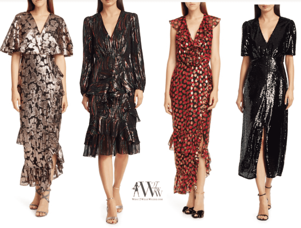 A collection of Saloni dress for the holidays by Karen Klopp, what2wearwhere.  