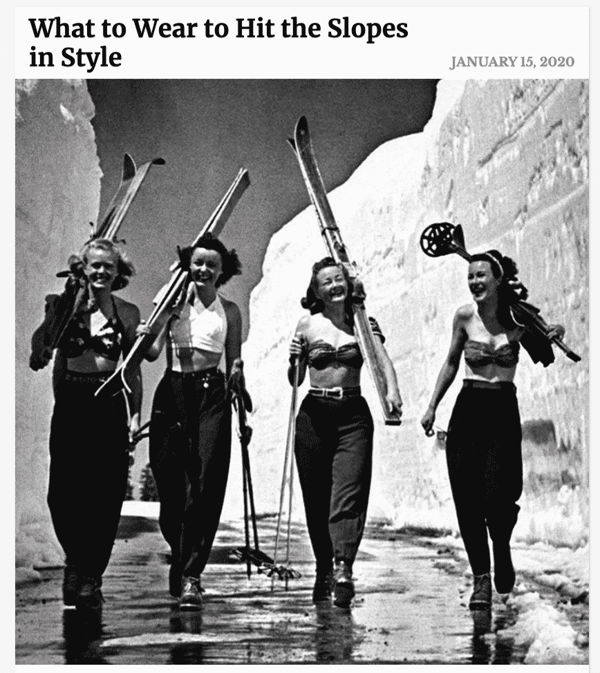 Going skiing? Read Karen Klopp and Hilary Dick's article in New York Social Diary.Hit the slopes in style.