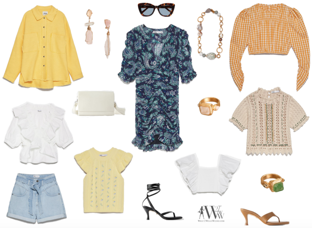 What to wear where, Hilary Dick top choices  for fun spring pieces and accessories from Zara.
