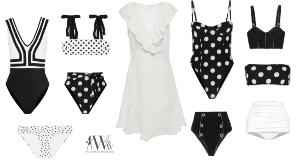 Karen Klopp fashion advice what to wear Memorial Day Weekend, must have swimwear Black & White.