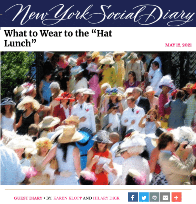 karen klopp, hilary dick, What to wear to Hat Lunch New York Social Diary. 
