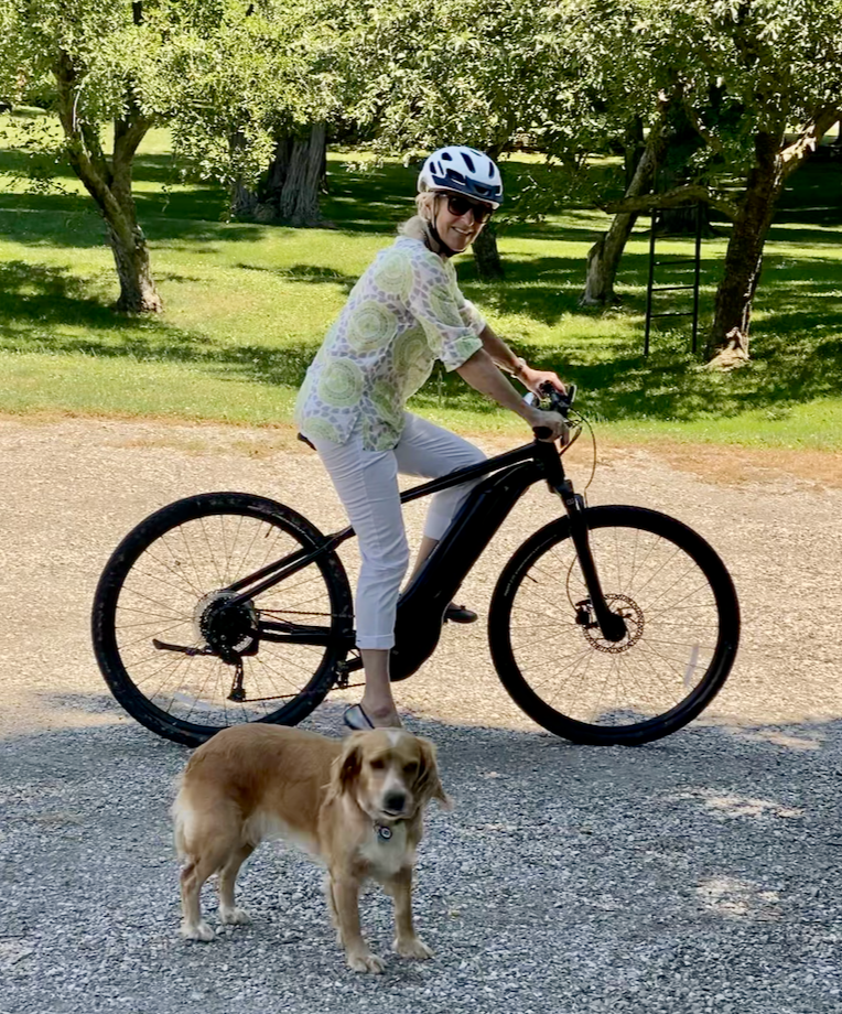 Mita Bland on an electric bike, millbrook, new york 
