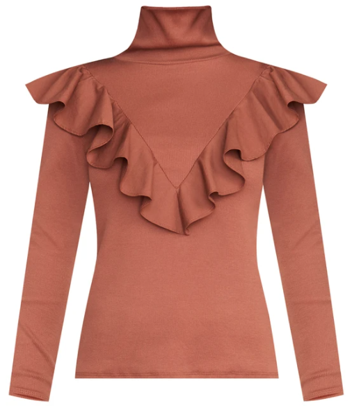 What to wear where, Karen Klopp top choices  for a fall trends on Veronica Beard. Ruffled top.