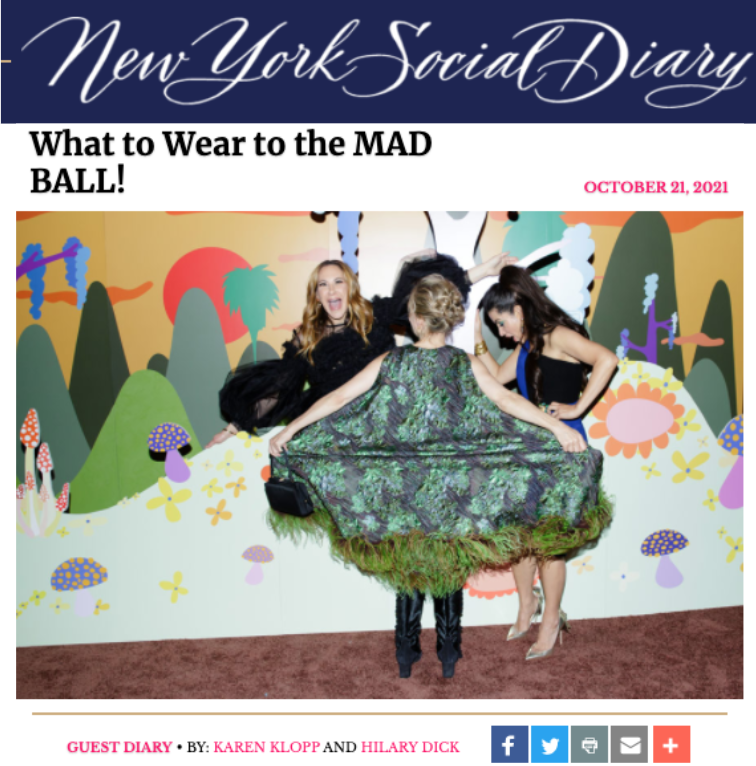 Read What to Wear to the MAD BALL, Museum of Arts and Design by Karen Klopp & Hilary Dick, New York Social Diary 