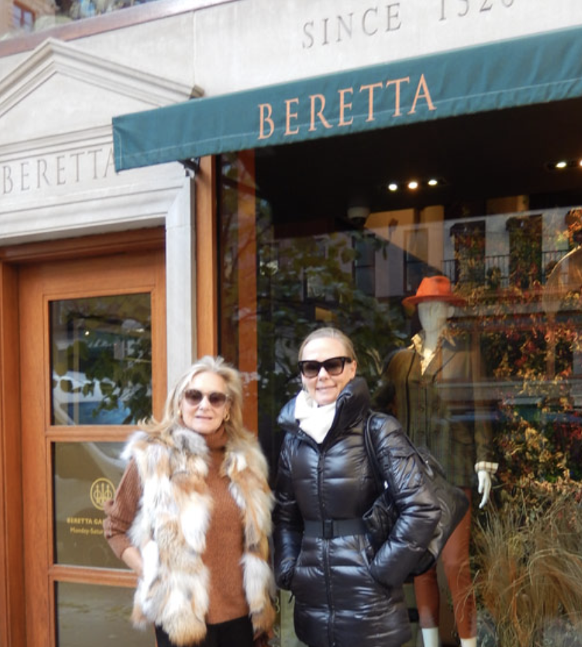 hilary dick and karen klopp in front of Beretta on Madison Avenue.  