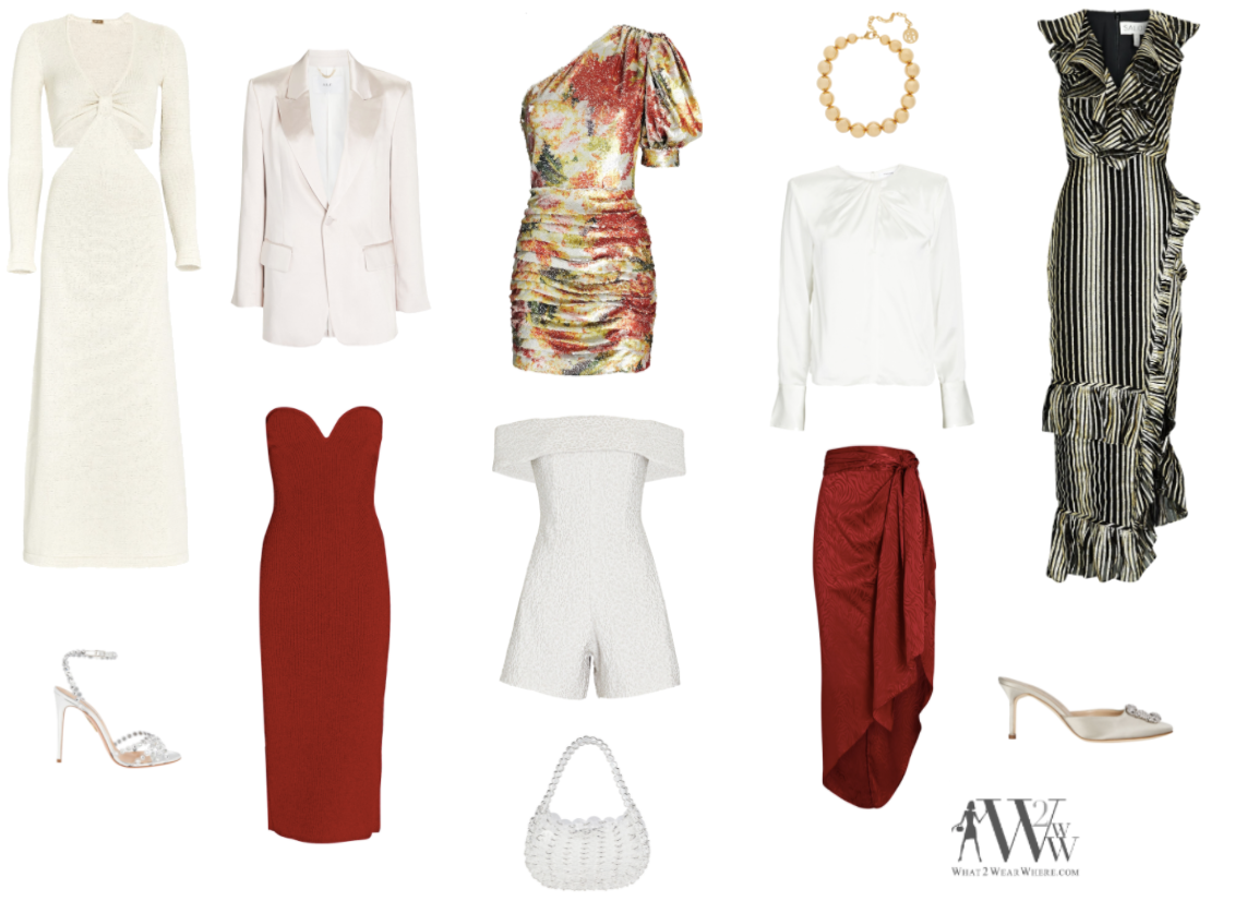 What to wear where, Hilary Dick top choices   feeling festive. 