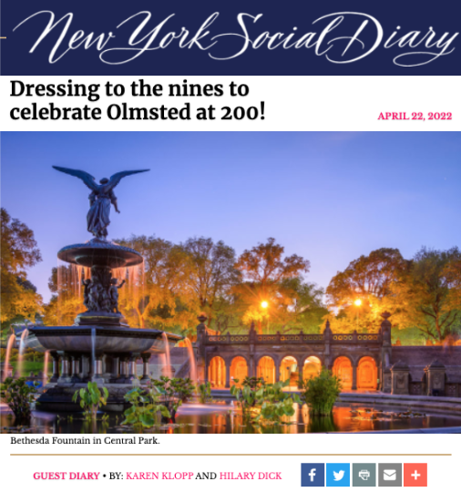 Karen Klopp and Hilary Dick article for New York Social Diary, what to wear to celebrations Olmsted 200