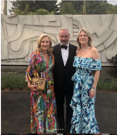 New York Social Diary Polo Hamptons, Christie Brinkley, what to wear polo match, kk and Ann Colley in Long Florals with Jack Lynch at the NYBG