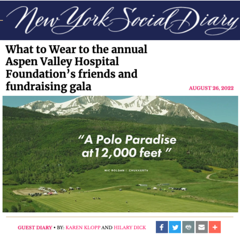 Karen Klopp and Hilary Dick article for New York Social Diary Aspen Valley Polo 