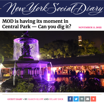 Karen Klopp and Hilary Dick article for New York Social Diary, New York Central Park Conservancy MOD Gala 