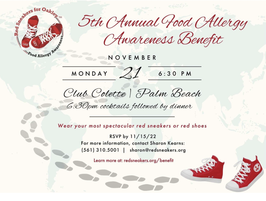 Karen Klopp. What to wear to a charity event Red sneakers for Oakley, Food Allergy Awareness
