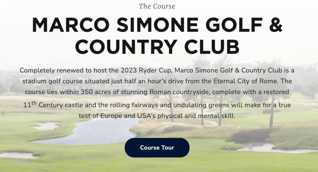 Ryder Cup, Marco Simone Golf Club 
