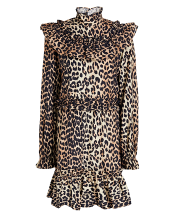 GANNI Ruffled leopard-print dress