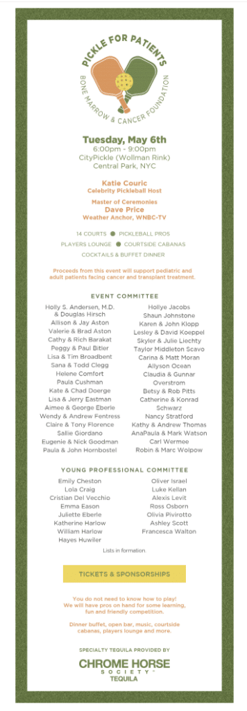 Invitation Pickle for Patients, Bone Marrow & Cancer Foundation