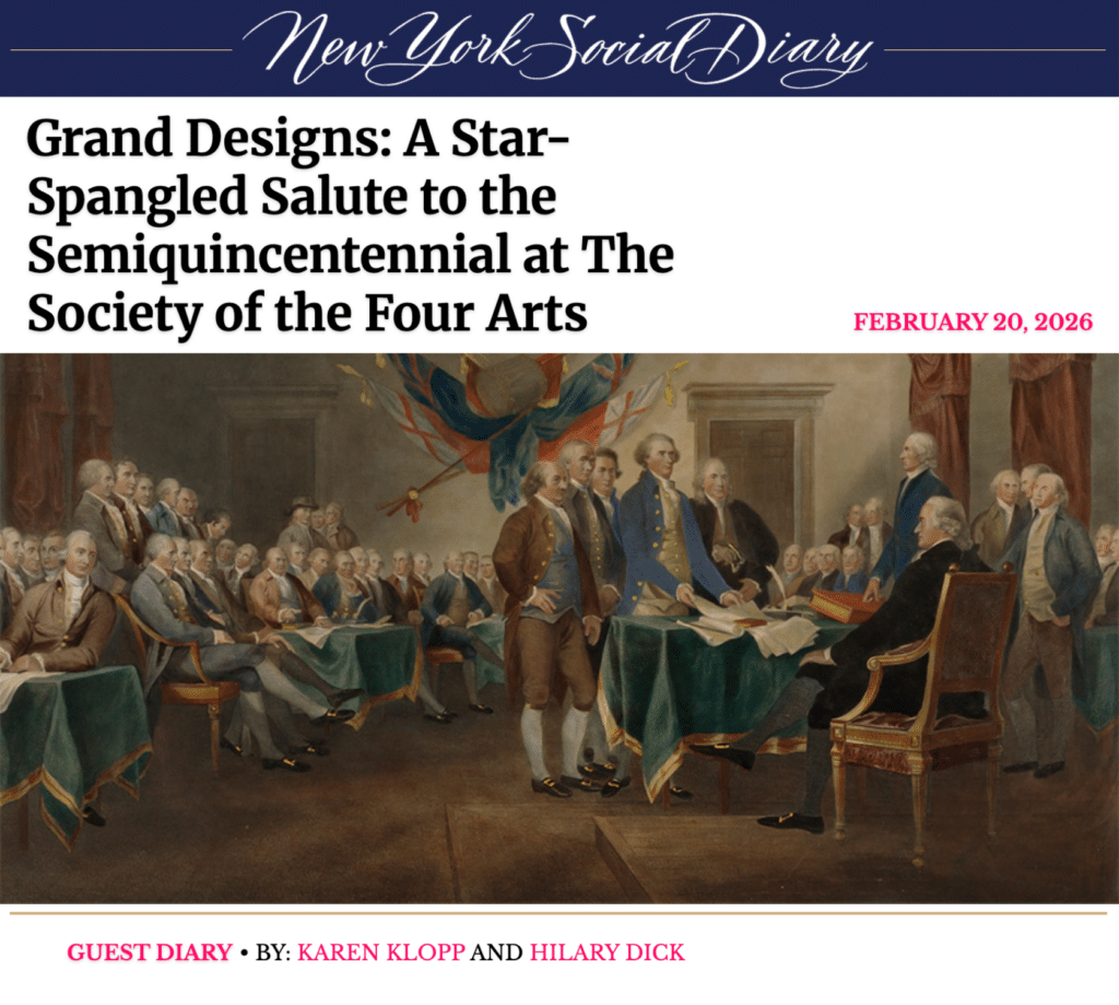 New York Social Diary Guest Diary by What 2 Wear Where | Grand Designs: A Star-Spangled Salute to the Semiquincentennial at The Society of the Four Arts