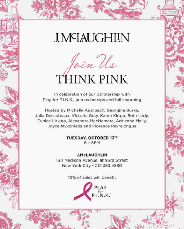 J. McLaughlin fall event and activation with Play for P.I.N.K